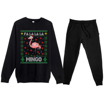 Fa La La La Mingo Funny Flamingo Ugly Christmas Sweater Gift Premium Crewneck Sweatsuit Set