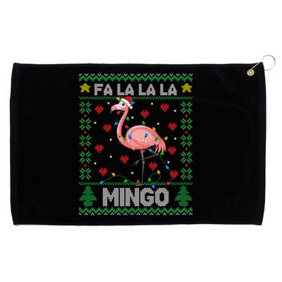 Fa La La La Mingo Funny Flamingo Ugly Christmas Sweater Gift Grommeted Golf Towel