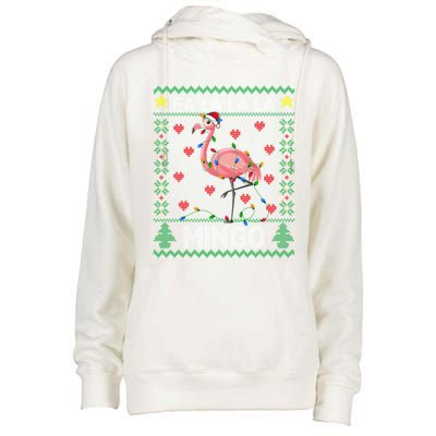 Fa La La La Mingo Funny Flamingo Ugly Christmas Sweater Gift Womens Funnel Neck Pullover Hood