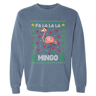 Fa La La La Mingo Funny Flamingo Ugly Christmas Sweater Gift Garment-Dyed Sweatshirt