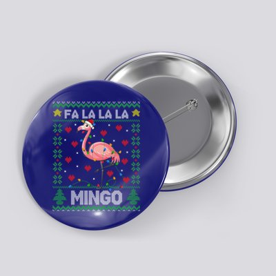 Fa La La La Mingo Funny Flamingo Ugly Christmas Sweater Gift Button