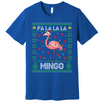 Fa La La La Mingo Funny Flamingo Ugly Christmas Sweater Gift Premium T-Shirt