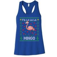 Fa La La La Mingo Funny Flamingo Ugly Christmas Sweater Gift Women's Racerback Tank