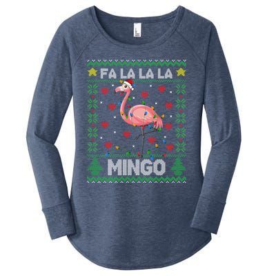 Fa La La La Mingo Funny Flamingo Ugly Christmas Sweater Gift Women's Perfect Tri Tunic Long Sleeve Shirt