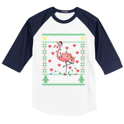 Fa La La La Mingo Funny Flamingo Ugly Christmas Sweater Gift Baseball Sleeve Shirt