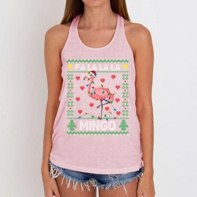 Fa La La La Mingo Funny Flamingo Ugly Christmas Sweater Gift Women's Knotted Racerback Tank