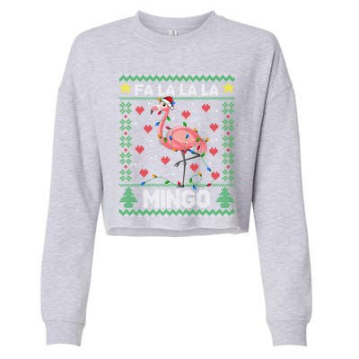 Fa La La La Mingo Funny Flamingo Ugly Christmas Sweater Gift Cropped Pullover Crew