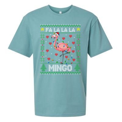 Fa La La La Mingo Funny Flamingo Ugly Christmas Sweater Gift Sueded Cloud Jersey T-Shirt