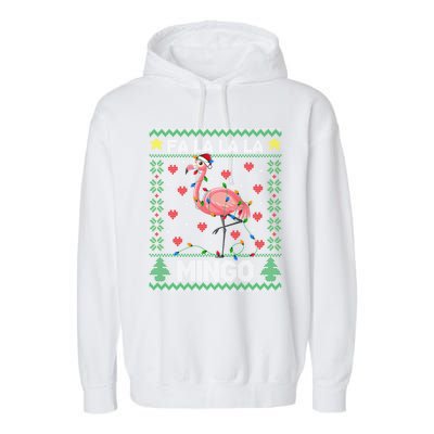 Fa La La La Mingo Funny Flamingo Ugly Christmas Sweater Gift Garment-Dyed Fleece Hoodie