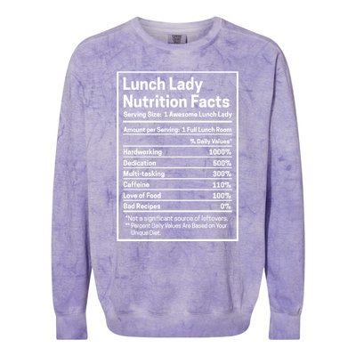 Funny Lunch Lady Nutrition Facts School Cafeteria Cooks Cool Gift Colorblast Crewneck Sweatshirt