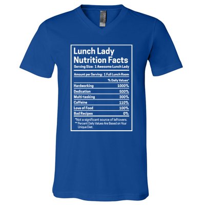 Funny Lunch Lady Nutrition Facts School Cafeteria Cooks Cool Gift V-Neck T-Shirt