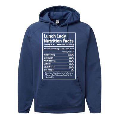 Funny Lunch Lady Nutrition Facts School Cafeteria Cooks Cool Gift Performance Fleece Hoodie