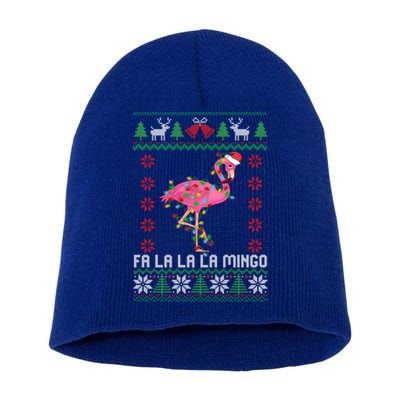 Fa La La La Mingo Funny Flamingo Ugly Christmas Sweater Cool Gift Short Acrylic Beanie