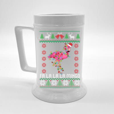 Fa La La La Mingo Funny Flamingo Ugly Christmas Sweater Cool Gift Beer Stein