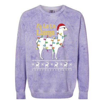 Fa La La Llama Christmas Funny Ugly Christmas Sweater Gift Colorblast Crewneck Sweatshirt