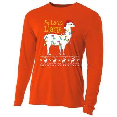 Fa La La Llama Christmas Funny Ugly Christmas Sweater Gift Cooling Performance Long Sleeve Crew