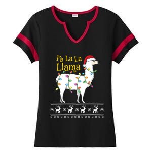 Fa La La Llama Christmas Funny Ugly Christmas Sweater Gift Ladies Halftime Notch Neck Tee