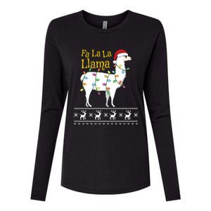 Fa La La Llama Christmas Funny Ugly Christmas Sweater Gift Womens Cotton Relaxed Long Sleeve T-Shirt