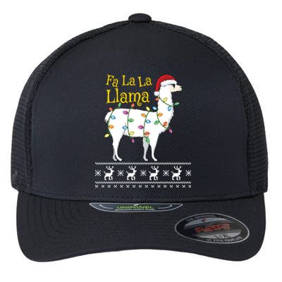 Fa La La Llama Christmas Funny Ugly Christmas Sweater Gift Flexfit Unipanel Trucker Cap