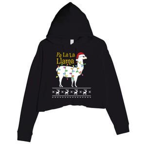 Fa La La Llama Christmas Funny Ugly Christmas Sweater Gift Crop Fleece Hoodie