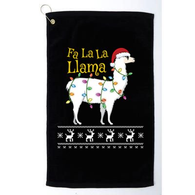 Fa La La Llama Christmas Funny Ugly Christmas Sweater Gift Platinum Collection Golf Towel