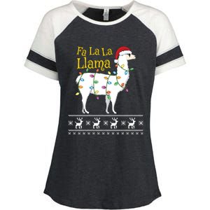 Fa La La Llama Christmas Funny Ugly Christmas Sweater Gift Enza Ladies Jersey Colorblock Tee