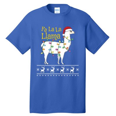 Fa La La Llama Christmas Funny Ugly Christmas Sweater Gift Tall T-Shirt