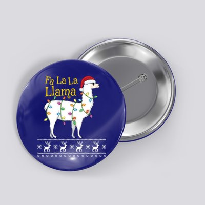 Fa La La Llama Christmas Funny Ugly Christmas Sweater Gift Button