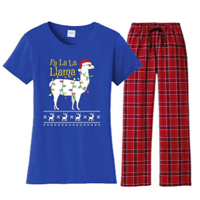 Fa La La Llama Christmas Funny Ugly Christmas Sweater Gift Women's Flannel Pajama Set