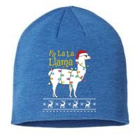 Fa La La Llama Christmas Funny Ugly Christmas Sweater Gift Sustainable Beanie