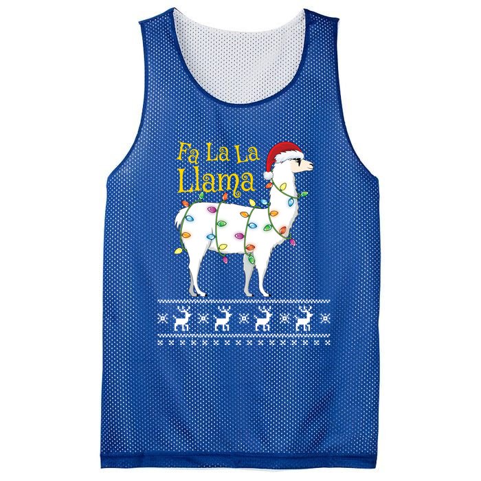 Fa La La Llama Christmas Funny Ugly Christmas Sweater Gift Mesh Reversible Basketball Jersey Tank