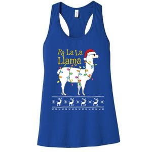 Fa La La Llama Christmas Funny Ugly Christmas Sweater Gift Women's Racerback Tank