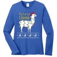 Fa La La Llama Christmas Funny Ugly Christmas Sweater Gift Ladies Long Sleeve Shirt