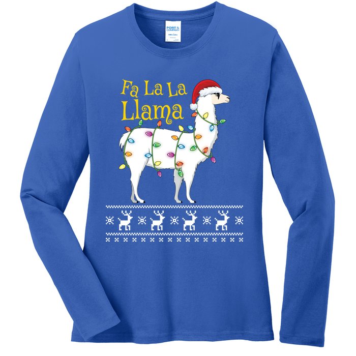 Fa La La Llama Christmas Funny Ugly Christmas Sweater Gift Ladies Long Sleeve Shirt