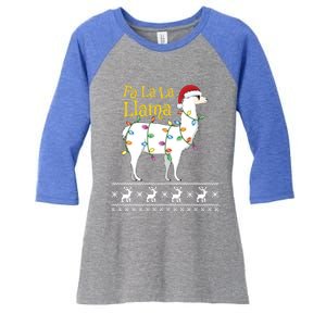 Fa La La Llama Christmas Funny Ugly Christmas Sweater Gift Women's Tri-Blend 3/4-Sleeve Raglan Shirt