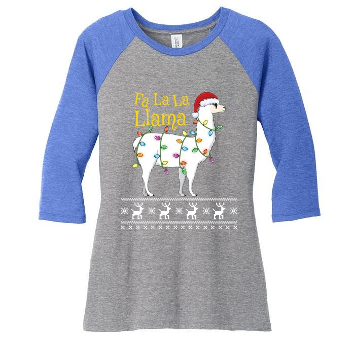 Fa La La Llama Christmas Funny Ugly Christmas Sweater Gift Women's Tri-Blend 3/4-Sleeve Raglan Shirt