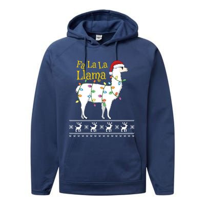 Fa La La Llama Christmas Funny Ugly Christmas Sweater Gift Performance Fleece Hoodie