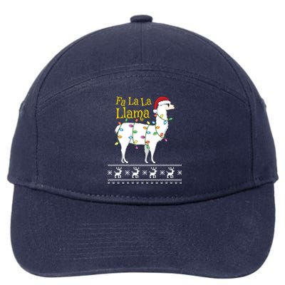 Fa La La Llama Christmas Funny Ugly Christmas Sweater Gift 7-Panel Snapback Hat