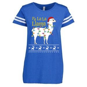 Fa La La Llama Christmas Funny Ugly Christmas Sweater Gift Enza Ladies Jersey Football T-Shirt