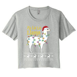 Fa La La Llama Christmas Funny Ugly Christmas Sweater Gift Women's Crop Top Tee