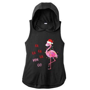 Fa La La Mingo Christmas Flamingo Tree Lights Santa Flamingo Ladies PosiCharge Tri-Blend Wicking Draft Hoodie Tank