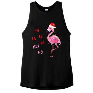 Fa La La Mingo Christmas Flamingo Tree Lights Santa Flamingo Ladies PosiCharge Tri-Blend Wicking Tank