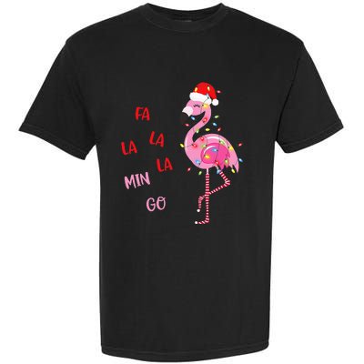 Fa La La Mingo Christmas Flamingo Tree Lights Santa Flamingo Garment-Dyed Heavyweight T-Shirt