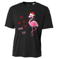 Fa La La Mingo Christmas Flamingo Tree Lights Santa Flamingo Cooling Performance Crew T-Shirt