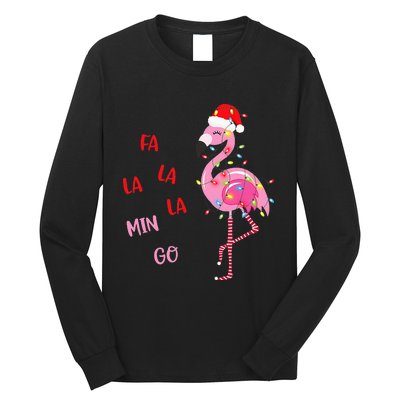 Fa La La Mingo Christmas Flamingo Tree Lights Santa Flamingo Long Sleeve Shirt