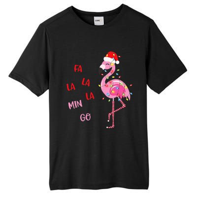 Fa La La Mingo Christmas Flamingo Tree Lights Santa Flamingo Tall Fusion ChromaSoft Performance T-Shirt