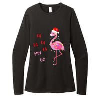 Fa La La Mingo Christmas Flamingo Tree Lights Santa Flamingo Womens CVC Long Sleeve Shirt