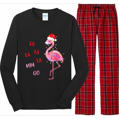 Fa La La Mingo Christmas Flamingo Tree Lights Santa Flamingo Long Sleeve Pajama Set