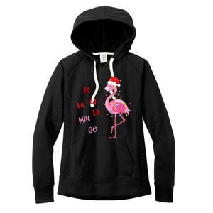 Fa La La Mingo Christmas Flamingo Tree Lights Santa Flamingo Women's Fleece Hoodie