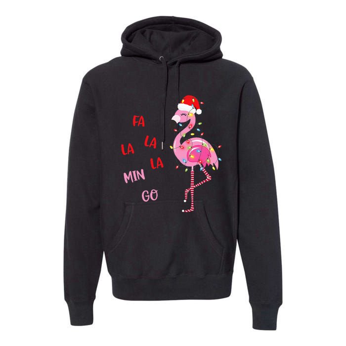 Fa La La Mingo Christmas Flamingo Tree Lights Santa Flamingo Premium Hoodie